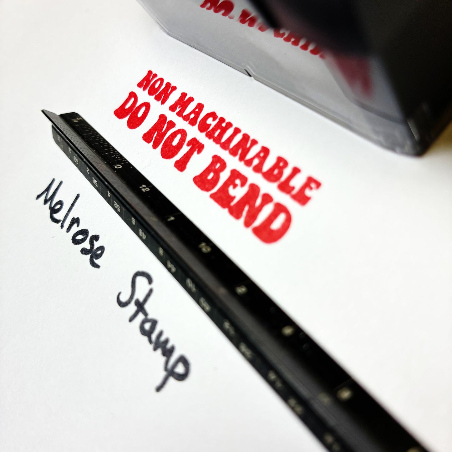 NonMachinable Do Not Bend rubber stamp red ink large