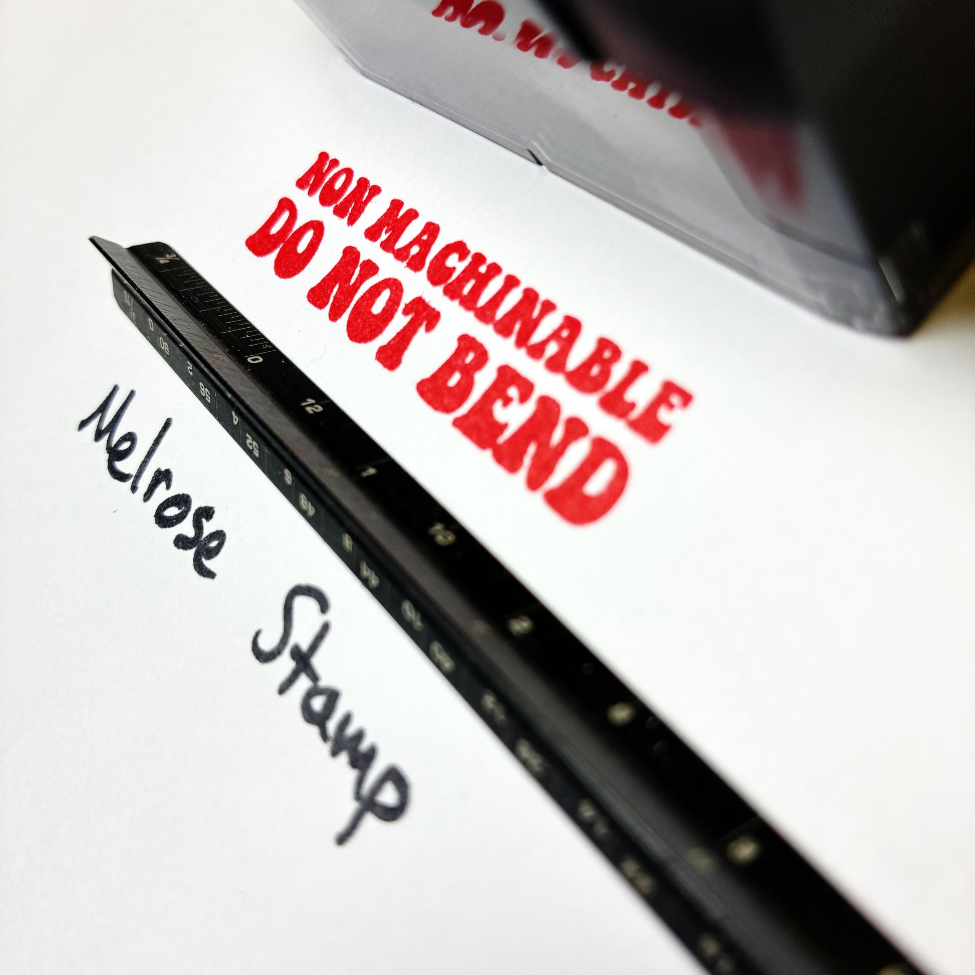 NonMachinable Do Not Bend rubber stamp red ink large