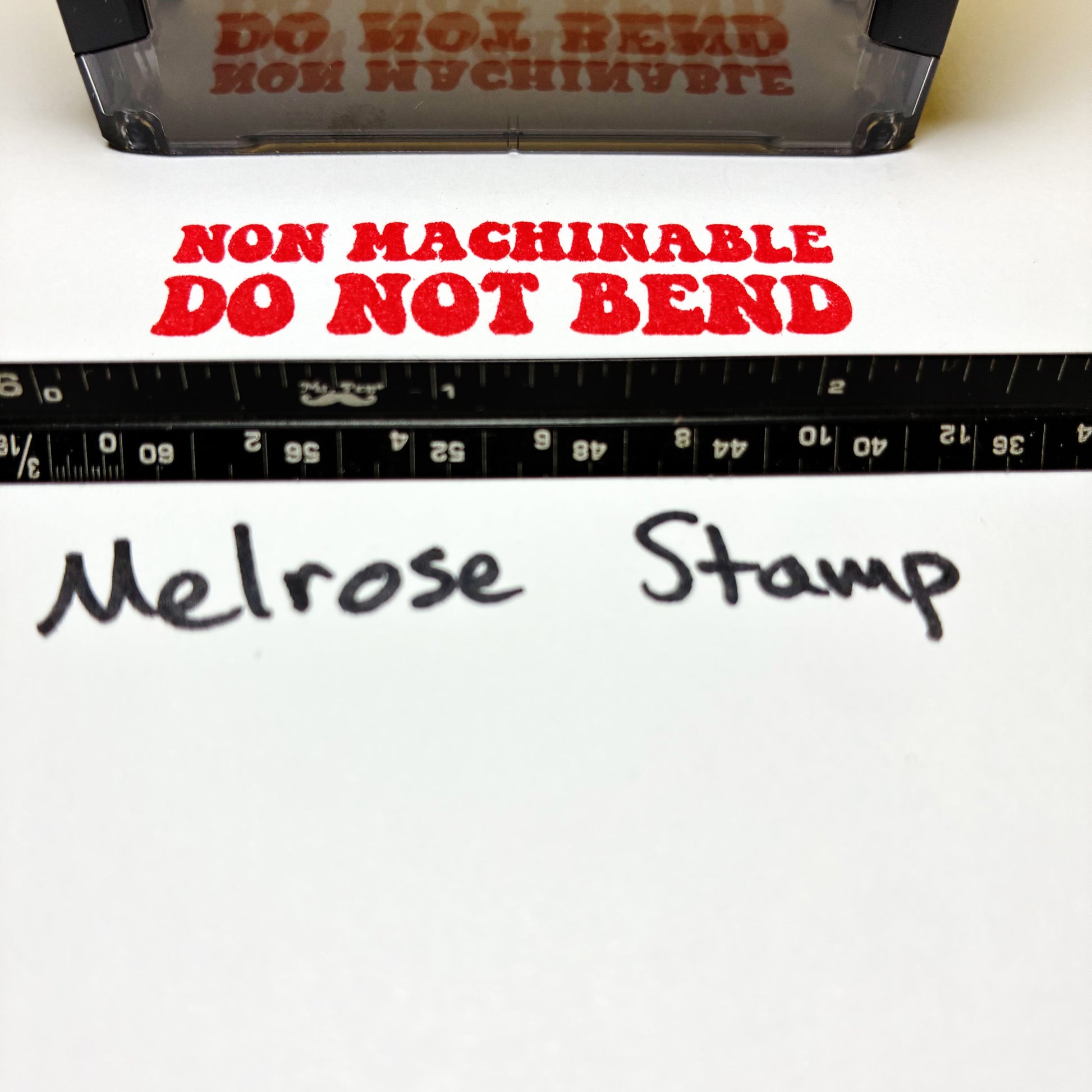 NonMachinable Do Not Bend rubber stamp red ink large