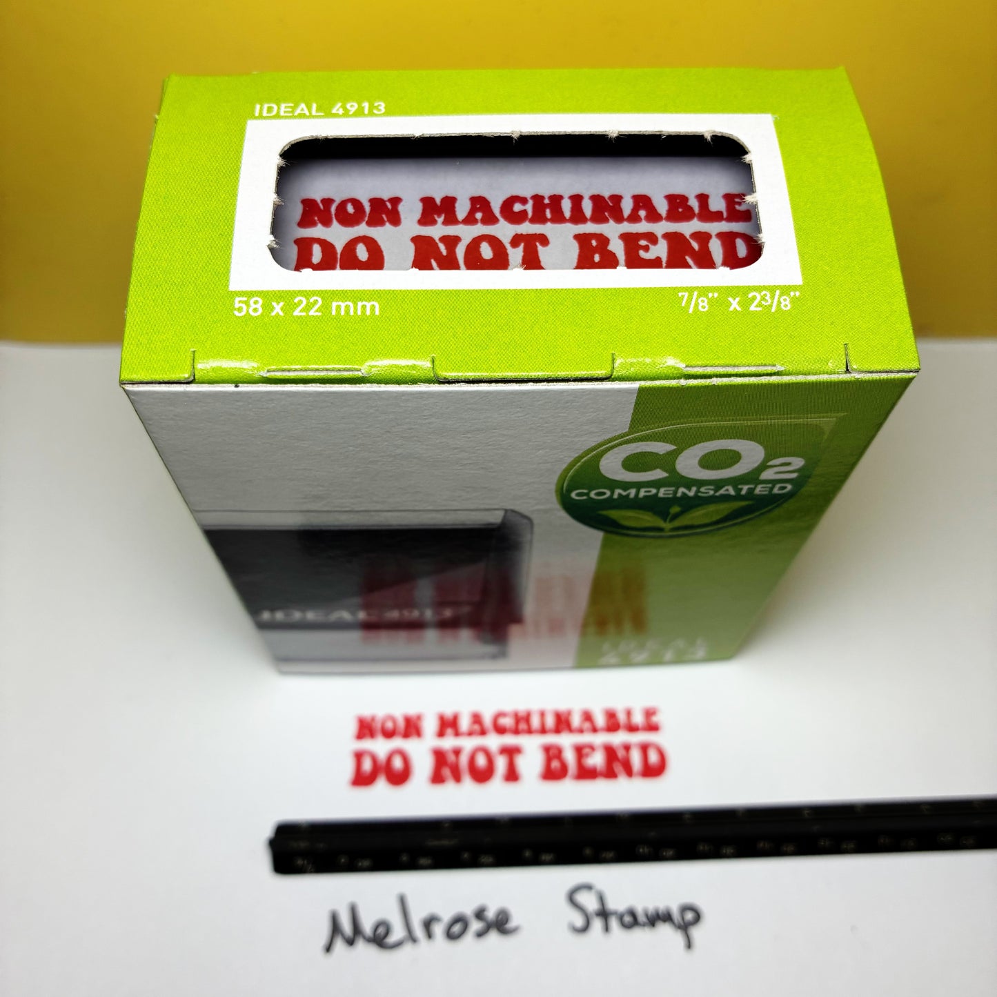 NonMachinable Do Not Bend rubber stamp red ink large
