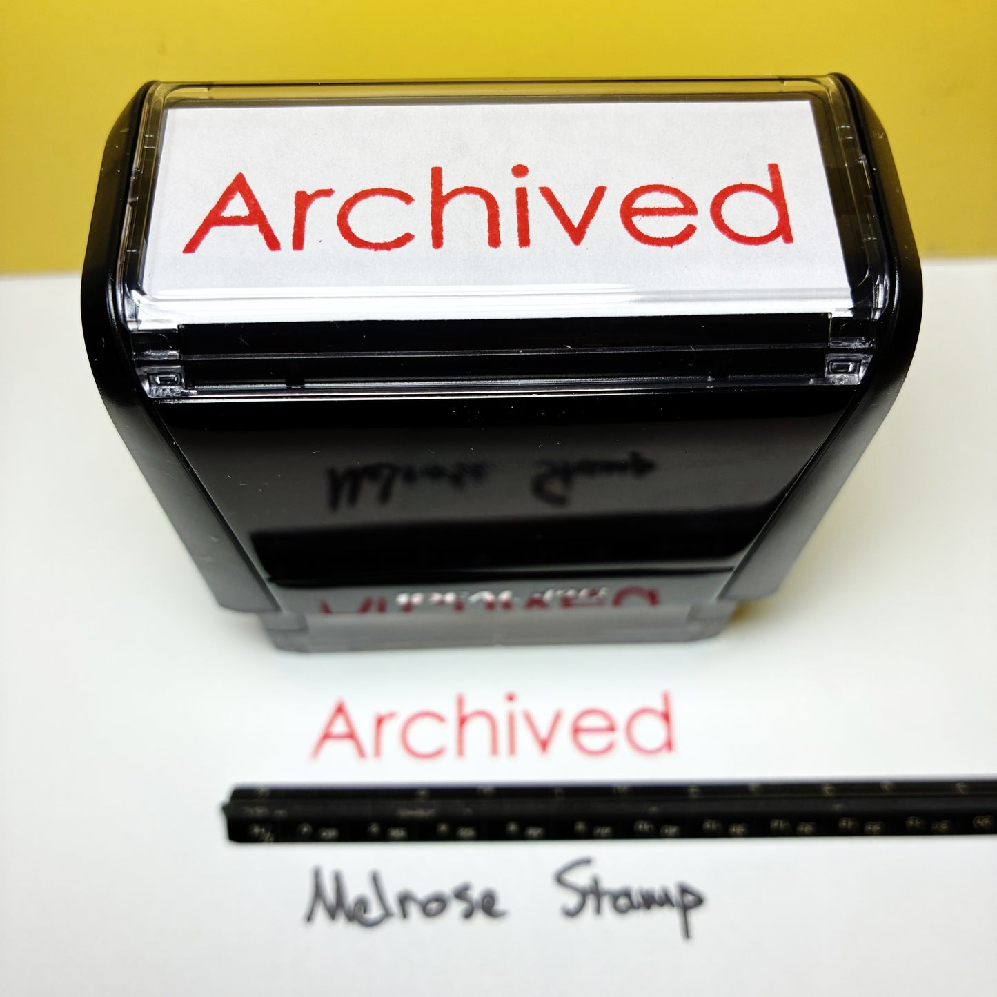 Archived rubber stamp red ink large