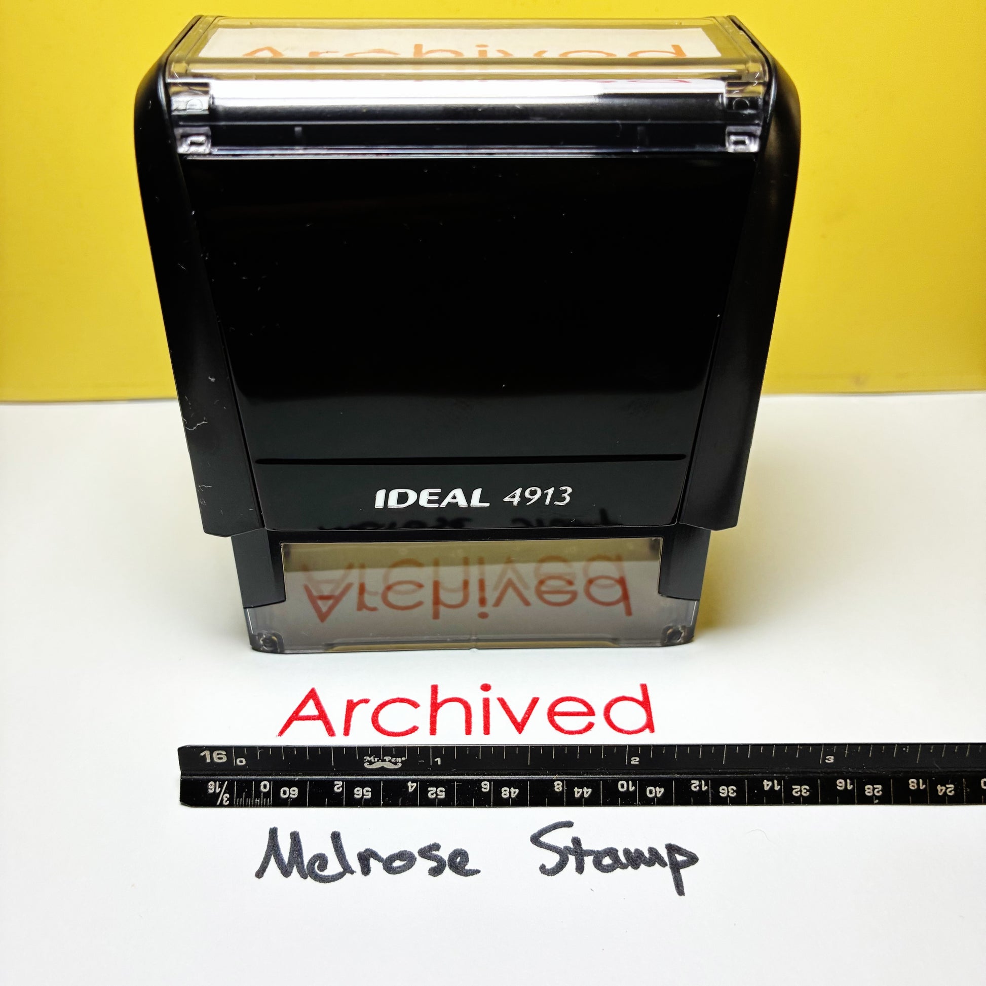 Archived rubber stamp red ink large