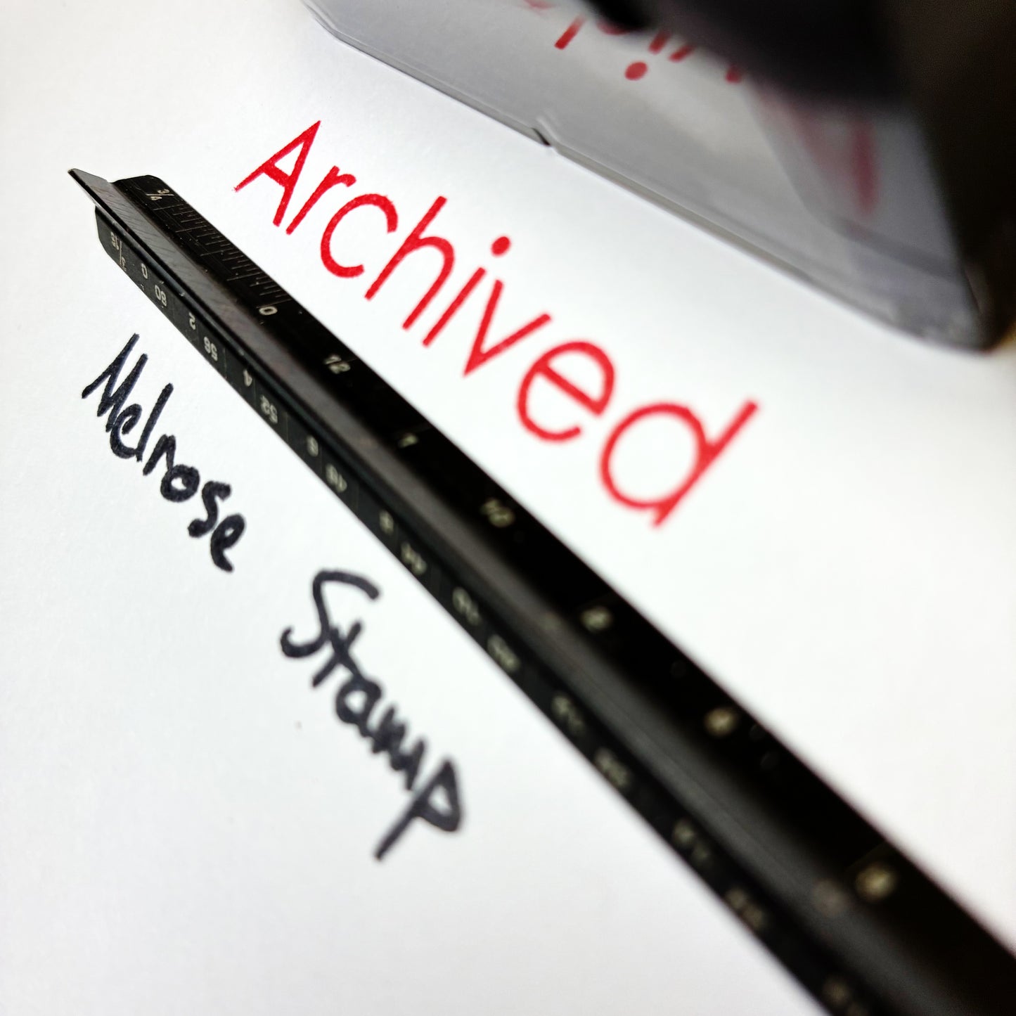 Archived rubber stamp red ink large