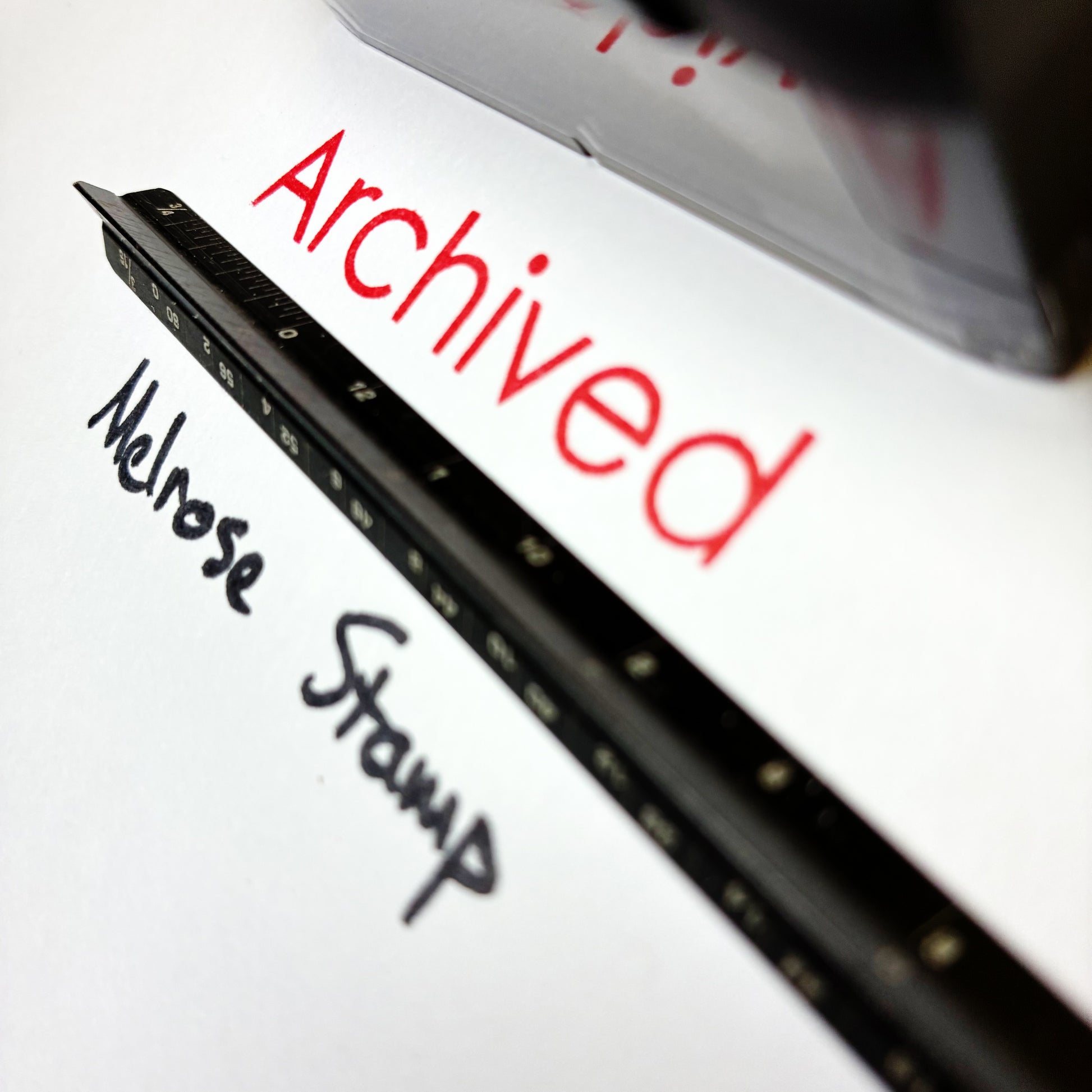 Archived rubber stamp red ink large