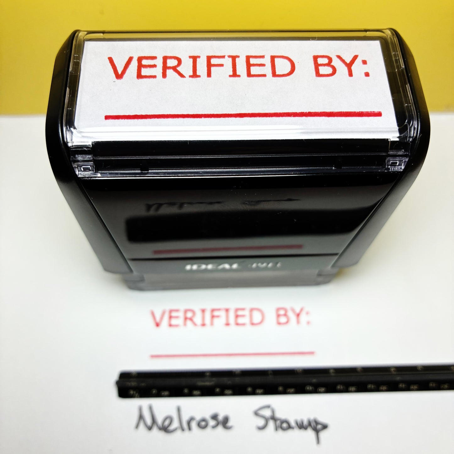 Verified By stamp red ink large