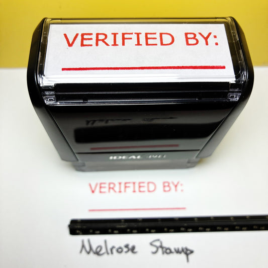 Verified By stamp red ink large