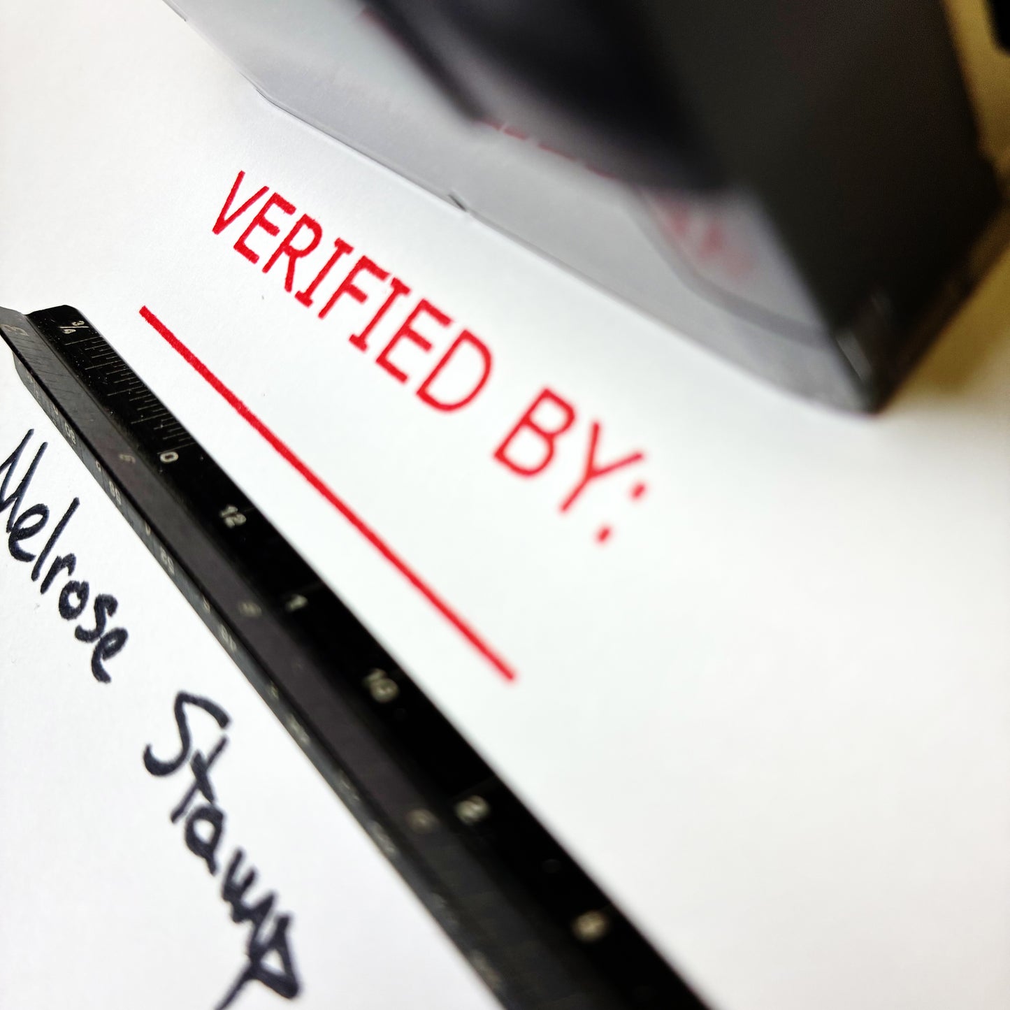 Verified By stamp red ink large
