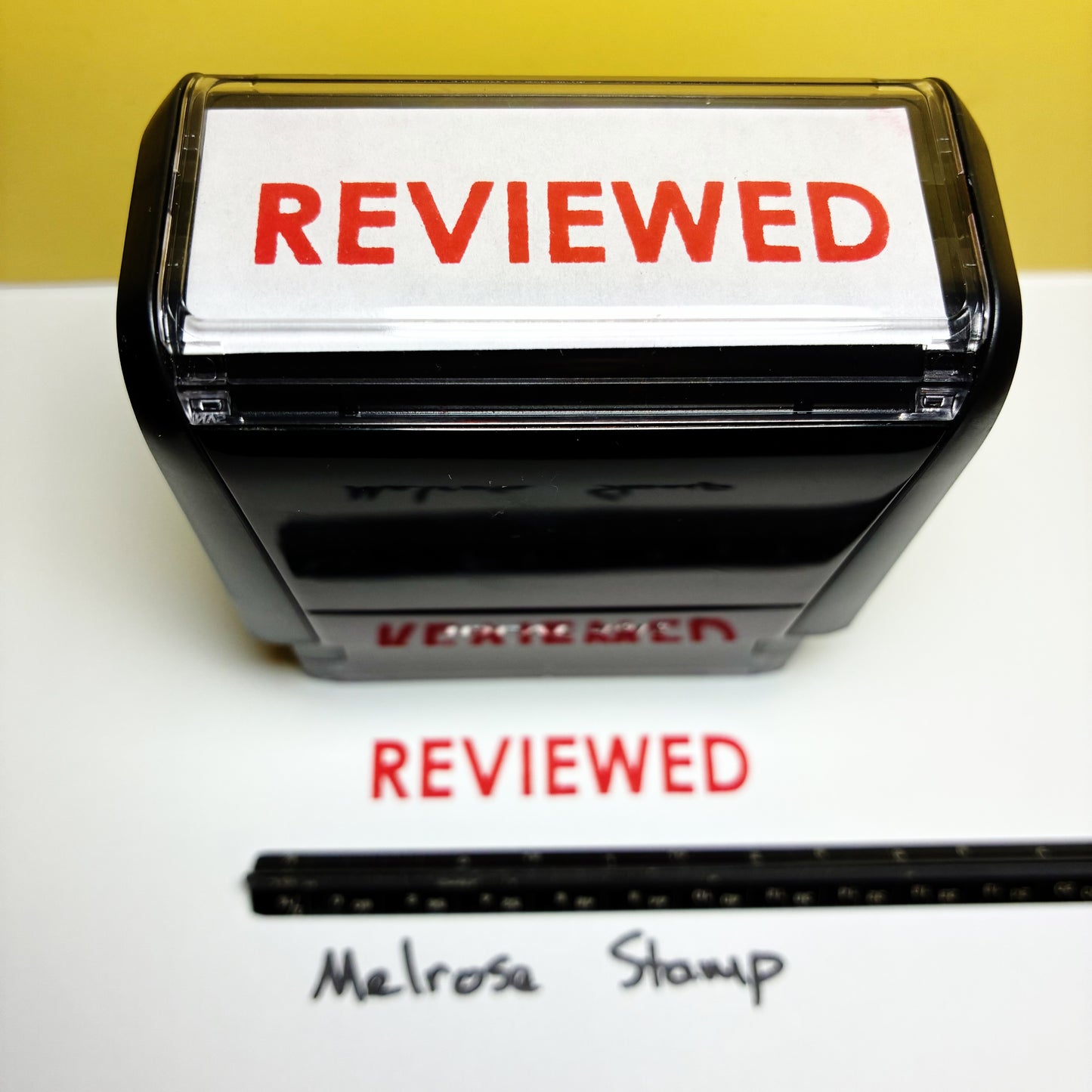 Reviewed rubber stamp red ink large