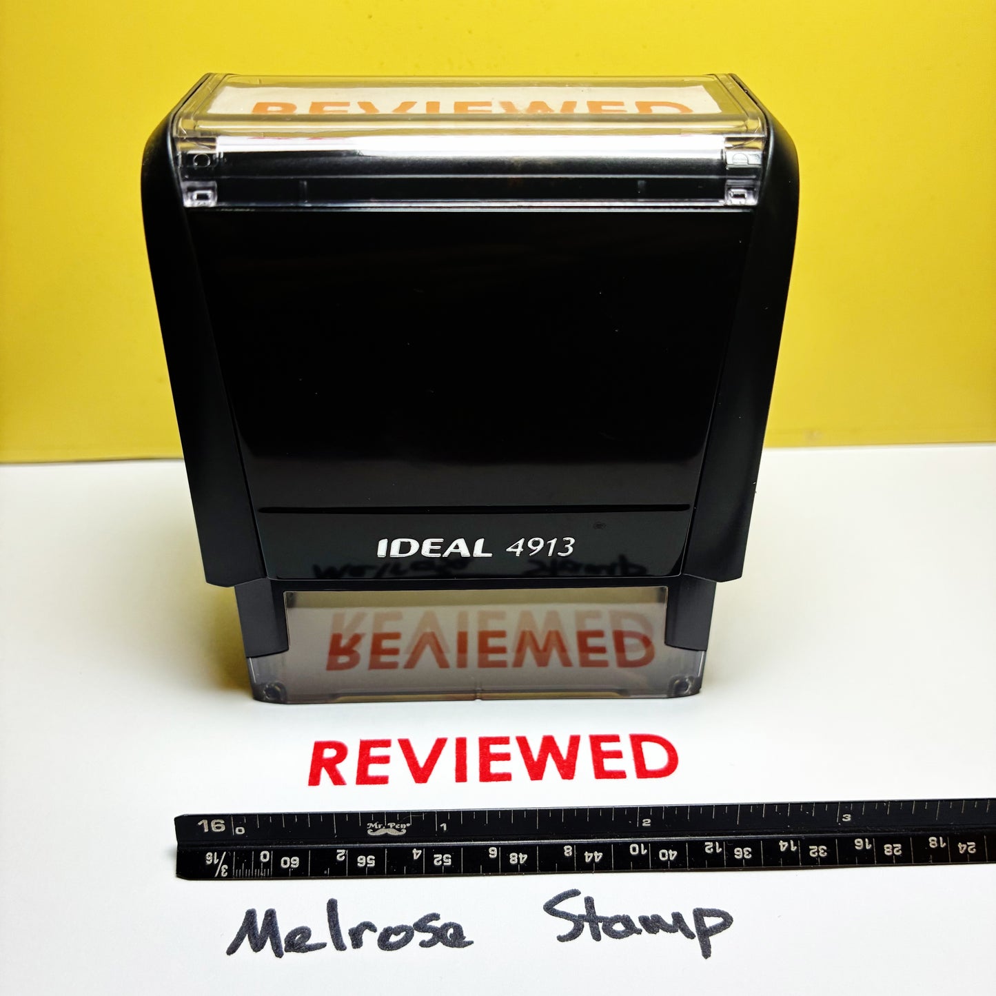 Reviewed rubber stamp red ink large