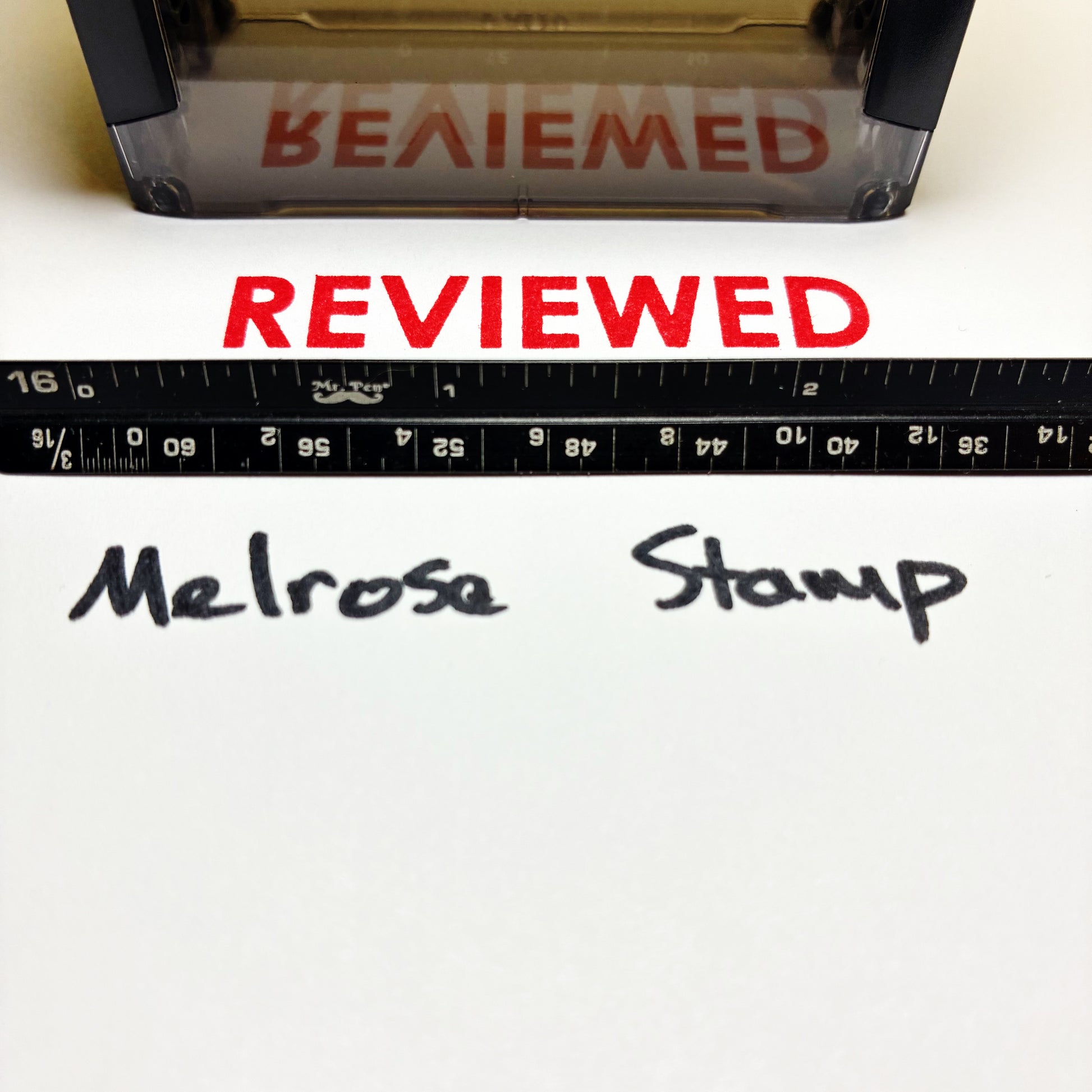Reviewed rubber stamp red ink large