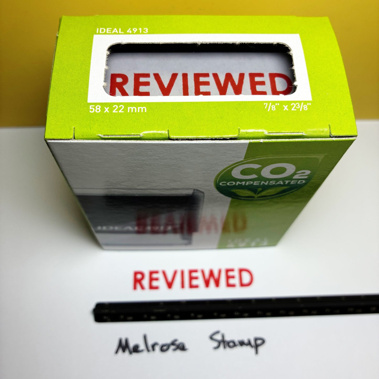 Reviewed rubber stamp red ink large