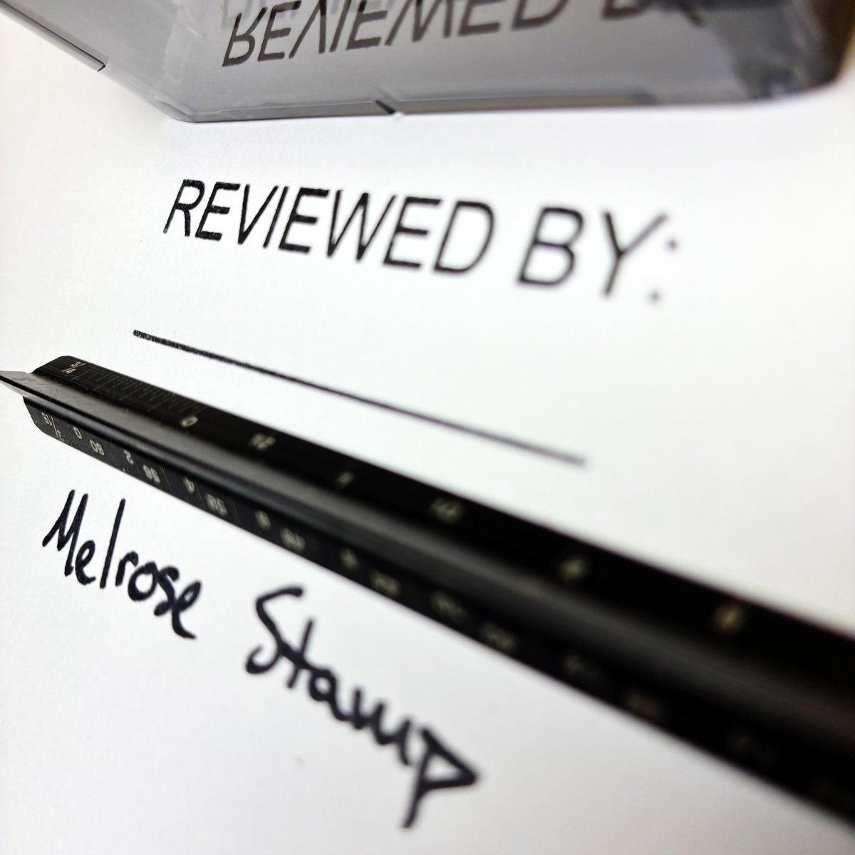 Reviewed By With Line Rubber Stamp Black Ink Self Inking Ideal 4913 - Melrose Stamp Co