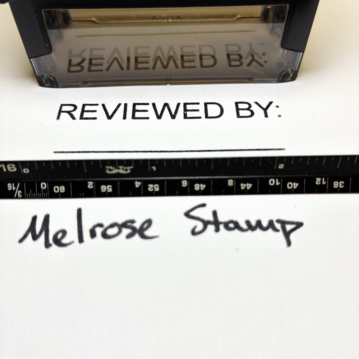 Reviewed By With Line Rubber Stamp Black Ink Self Inking Ideal 4913 - Melrose Stamp Co