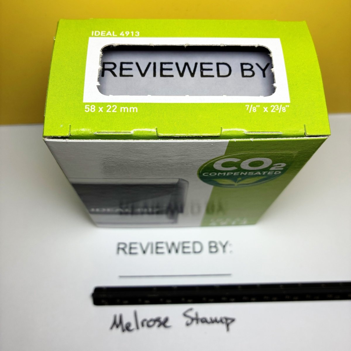 Reviewed By With Line Rubber Stamp Black Ink Self Inking Ideal 4913 - Melrose Stamp Co