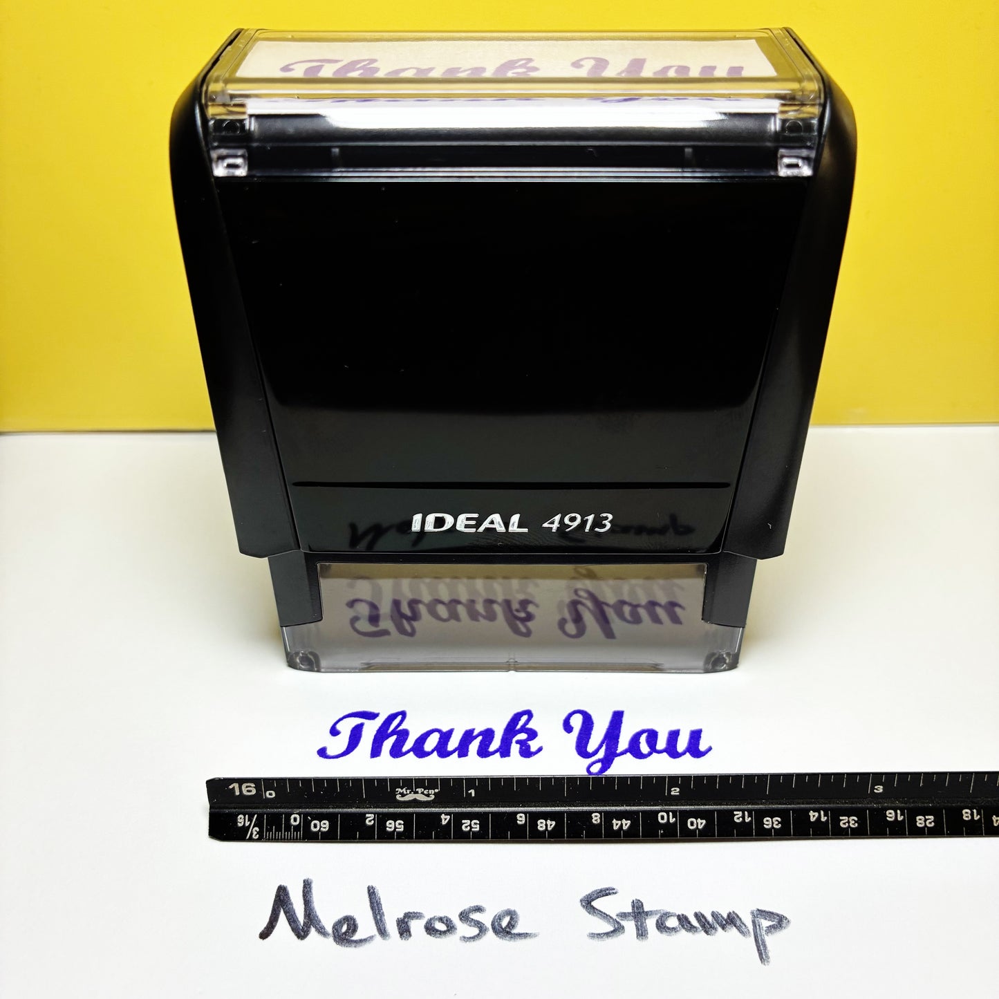 Thank You Rubber Stamp Purple Ink Self Inking Ideal 4913