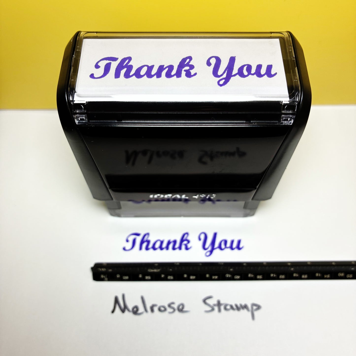 Thank You Rubber Stamp Purple Ink Self Inking Ideal 4913