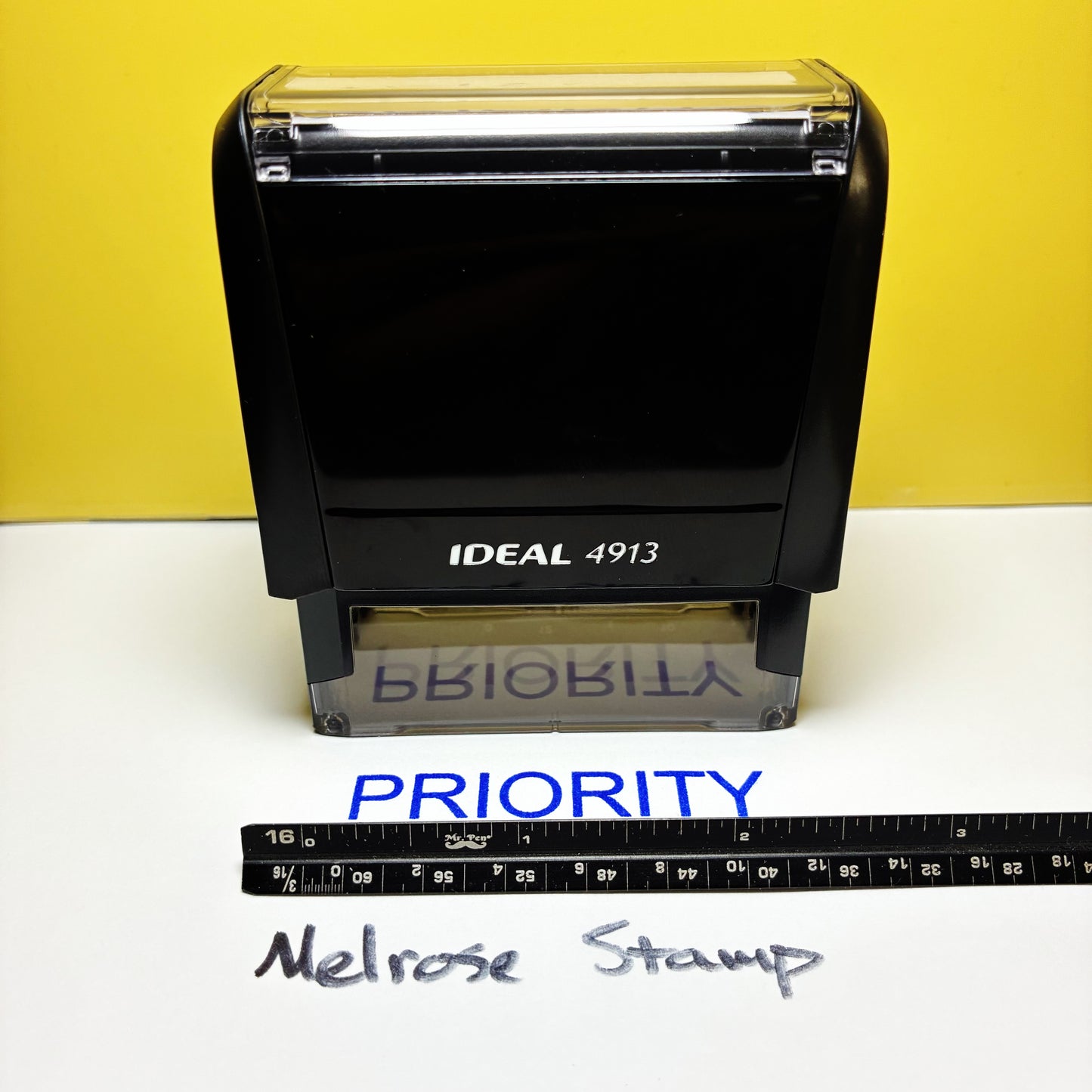Priority Rubber Stamp Blue Ink Self Inking Ideal 4913