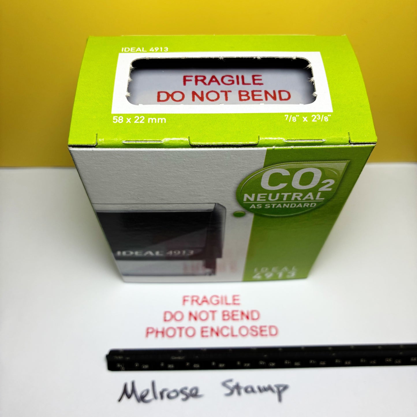 Fragile Do Not Bend Photo Enclosed Rubber Stamp Red Ink Ideal 4913
