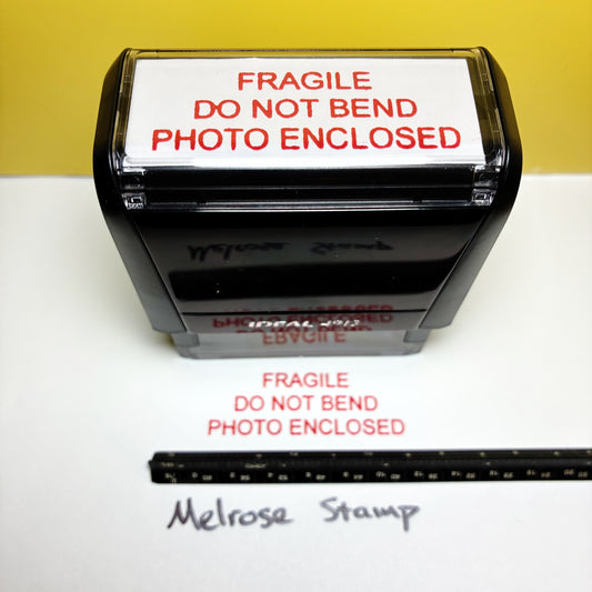 Fragile Do Not Bend Photo Enclosed Rubber Stamp Red Ink Ideal 4913