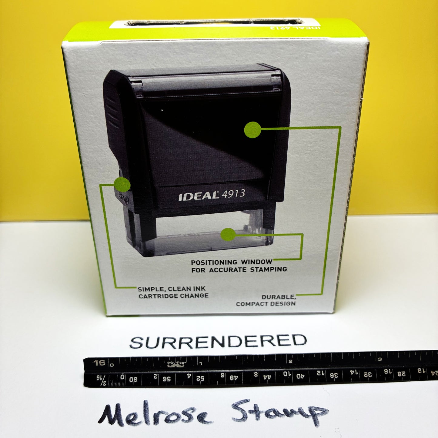 Surrendered Rubber Stamp Black Ink Self Inking Ideal 4913
