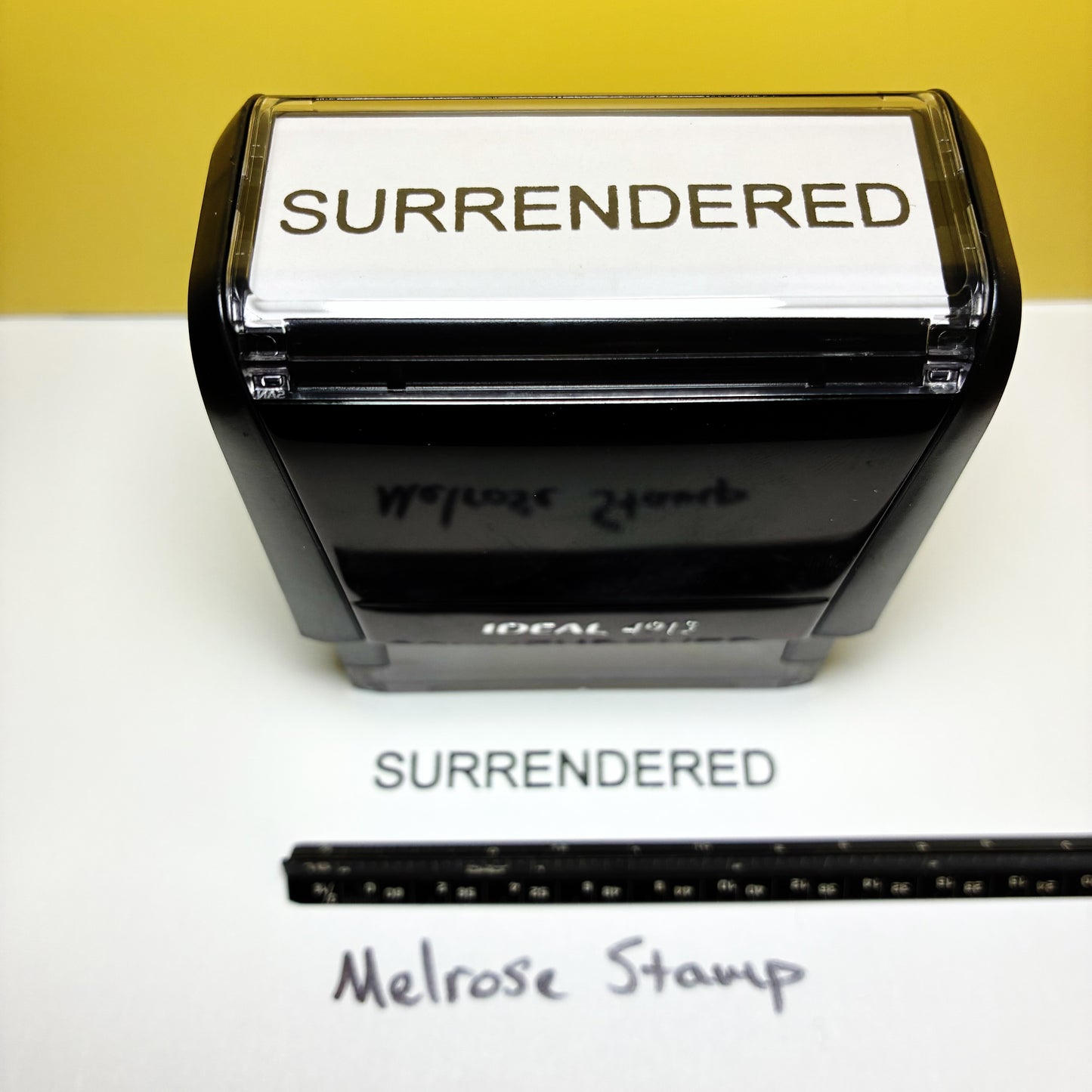 Surrendered Rubber Stamp Black Ink Self Inking Ideal 4913