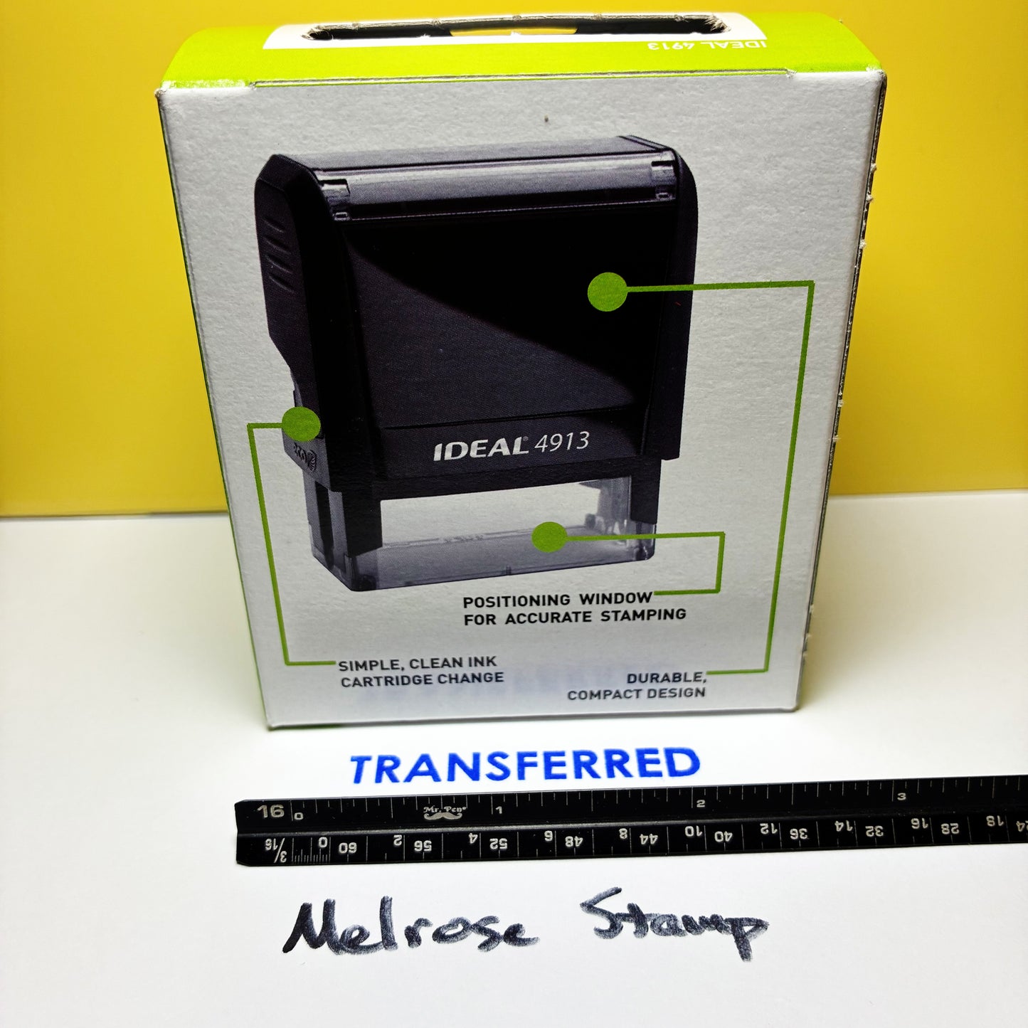 Transferred Rubber Stamp Blue Ink Self Inking Ideal 4913