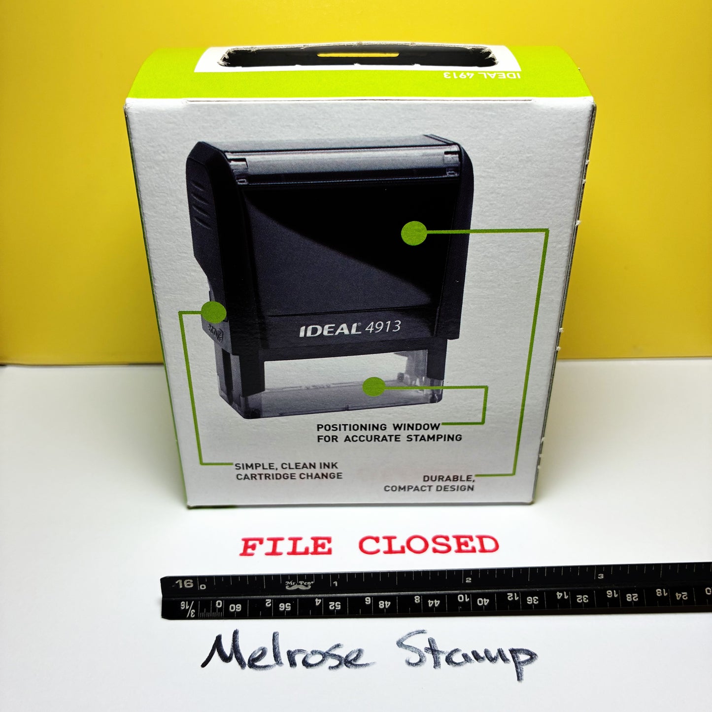 File Closed Rubber Stamp Red Ink Self Inking Ideal 4913