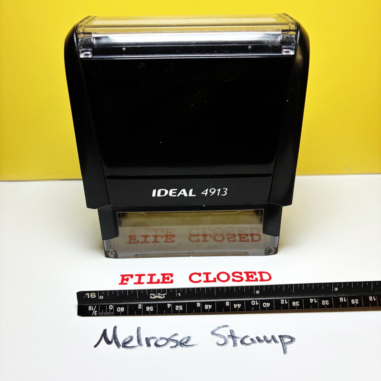 File Closed Rubber Stamp Red Ink Self Inking Ideal 4913