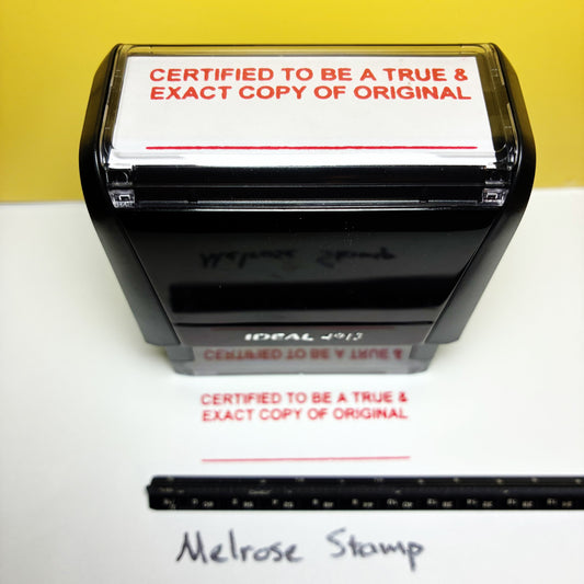 Certified To Be True And Exact Copy Of Original Rubber Stamp Red Ink Ideal 4913