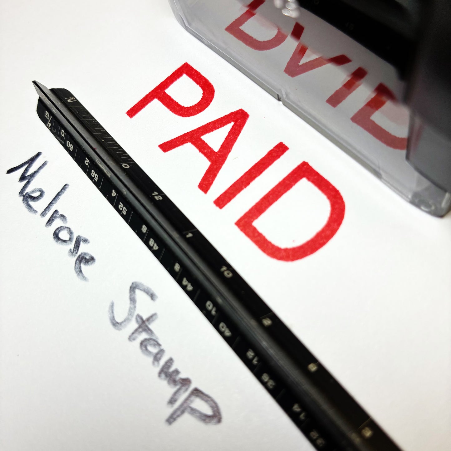 Paid Rubber Stamp Red Ink Self Inking Ideal 4913 Large