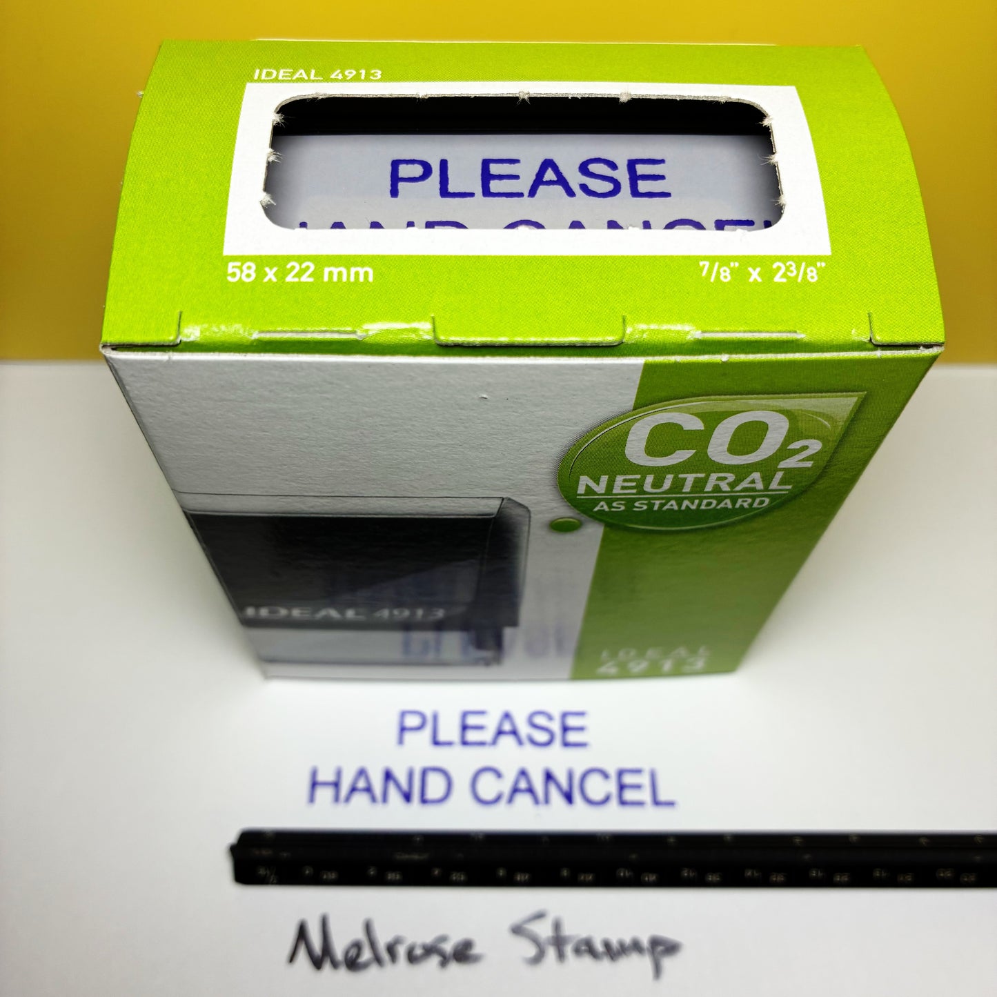 Please Hand Cancel Rubber Stamp Purple Ink Self Inking Ideal 4913