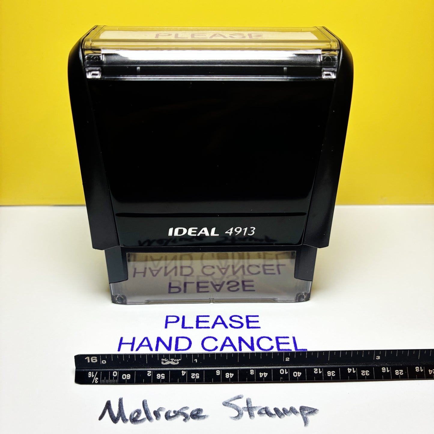 Please Hand Cancel Rubber Stamp Purple Ink Self Inking Ideal 4913