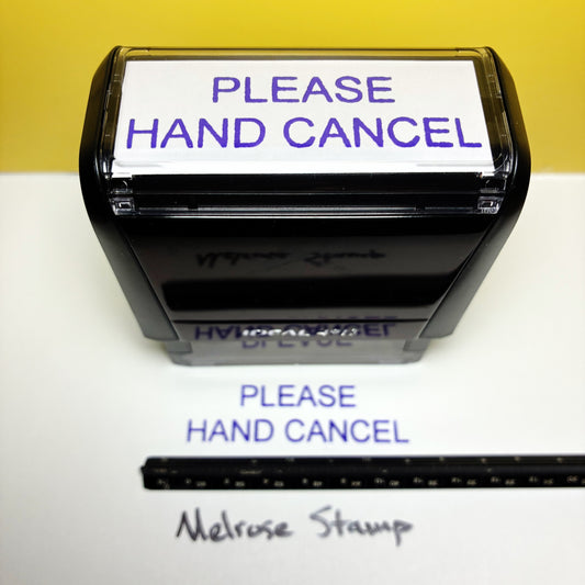 Please Hand Cancel Rubber Stamp Purple Ink Self Inking Ideal 4913