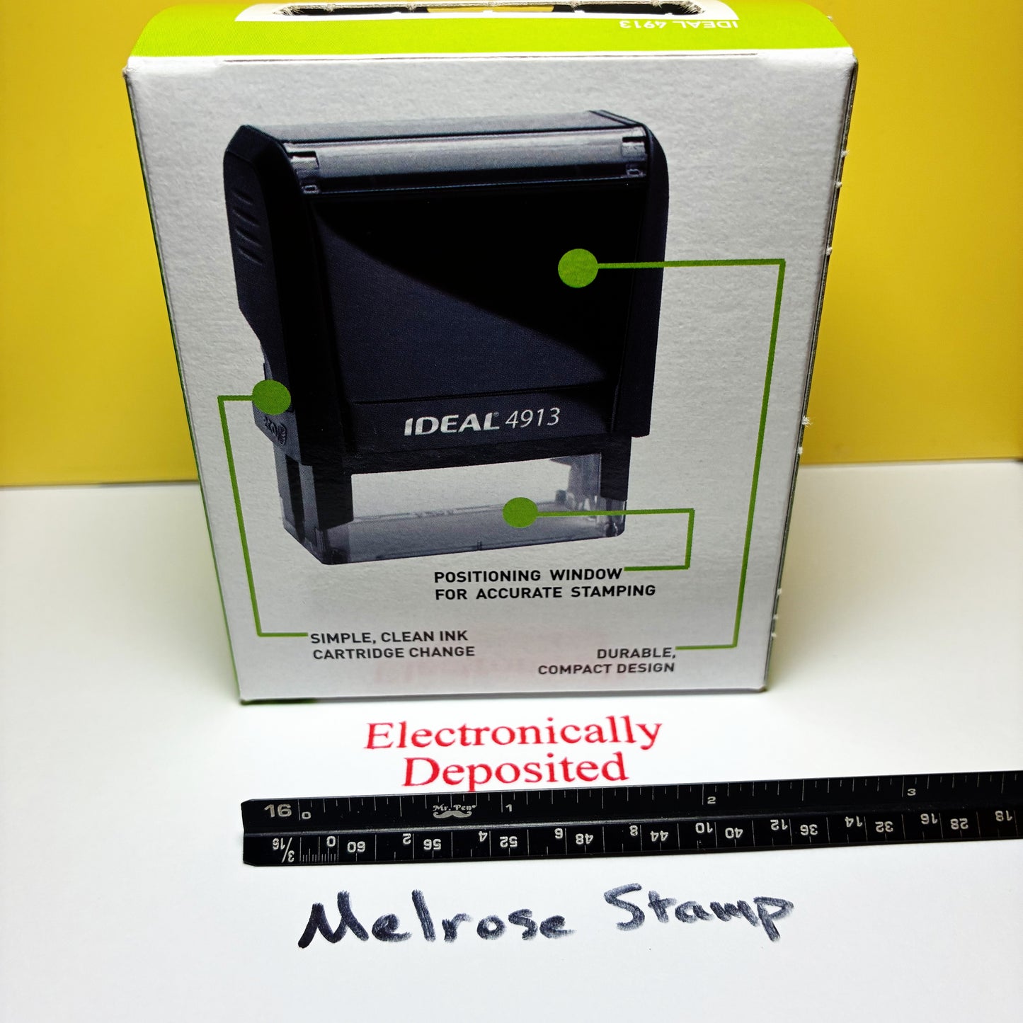 Electronically Deposited Rubber Stamp Red Ink Self Inking Ideal 4913