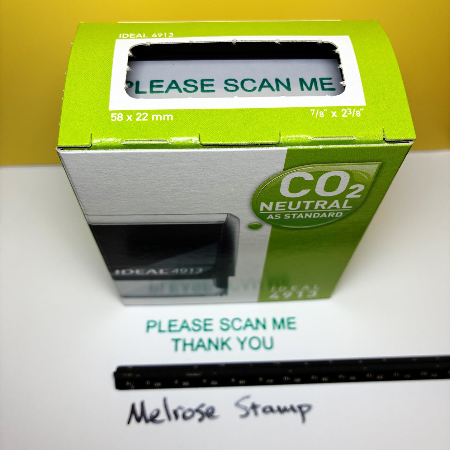 Please Scan Me Thank You Rubber Stamp Green Ink Self Inking Ideal 4913