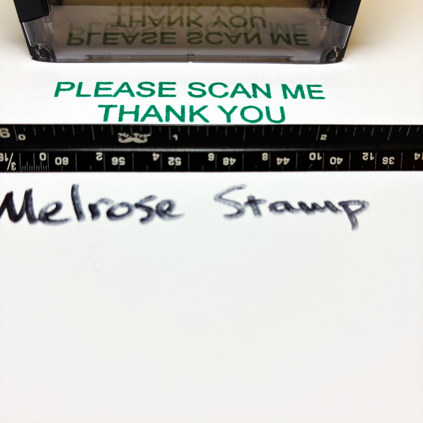 Please Scan Me Thank You Rubber Stamp Green Ink Self Inking Ideal 4913