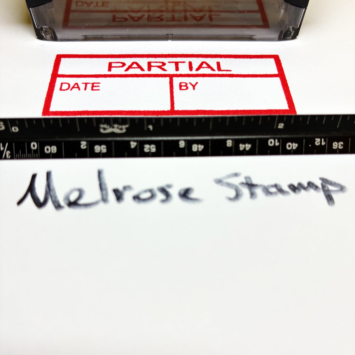 Partial with By and Date boxes Rubber Stamp Red Ink Self Inking Ideal 4913