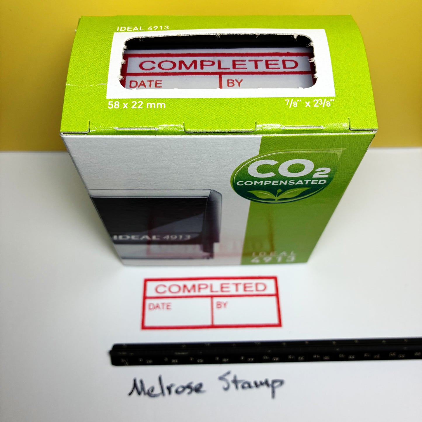 Completed with By and Date boxes Rubber Stamp Red Ink Self Inking Ideal 4913