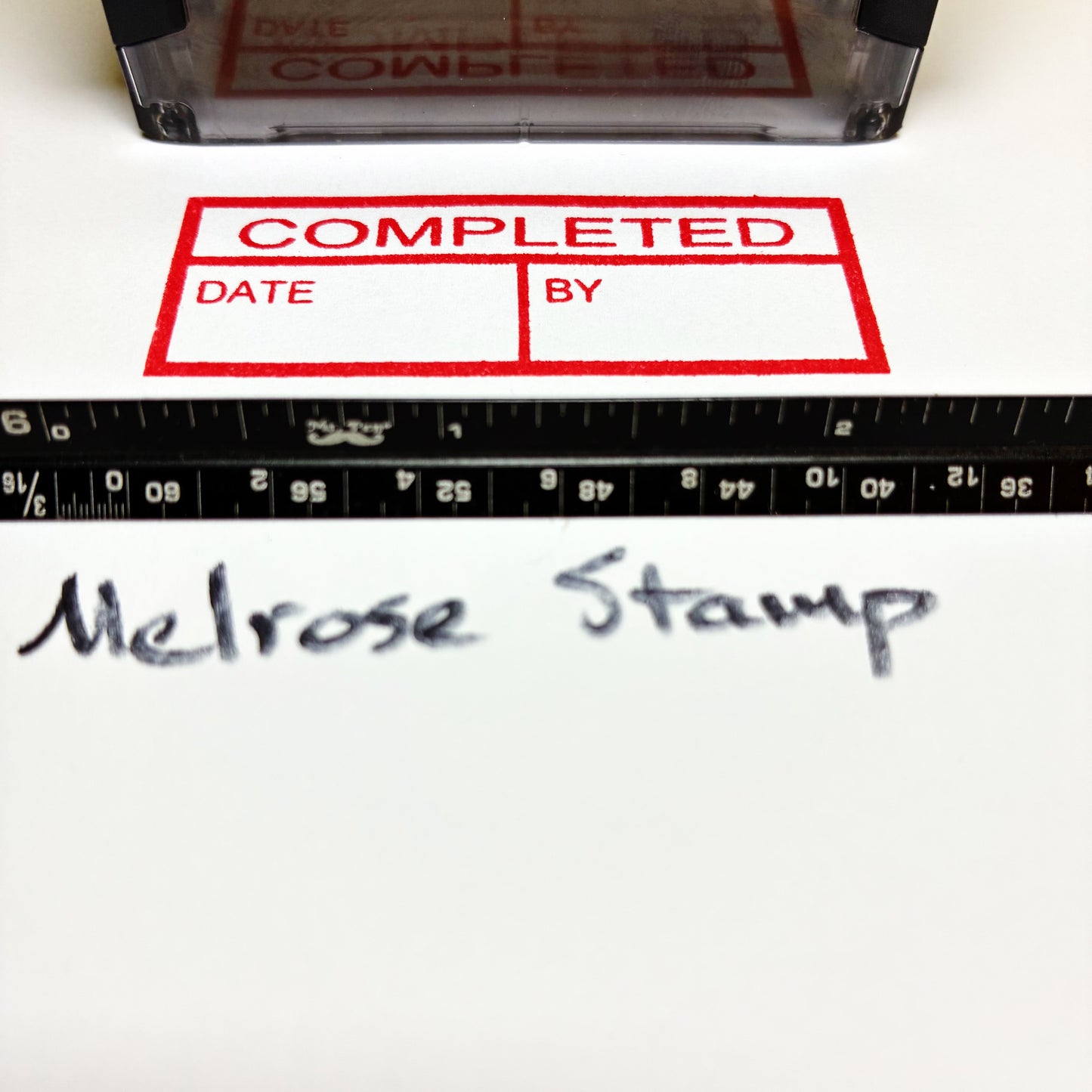 Completed with By and Date boxes Rubber Stamp Red Ink Self Inking Ideal 4913