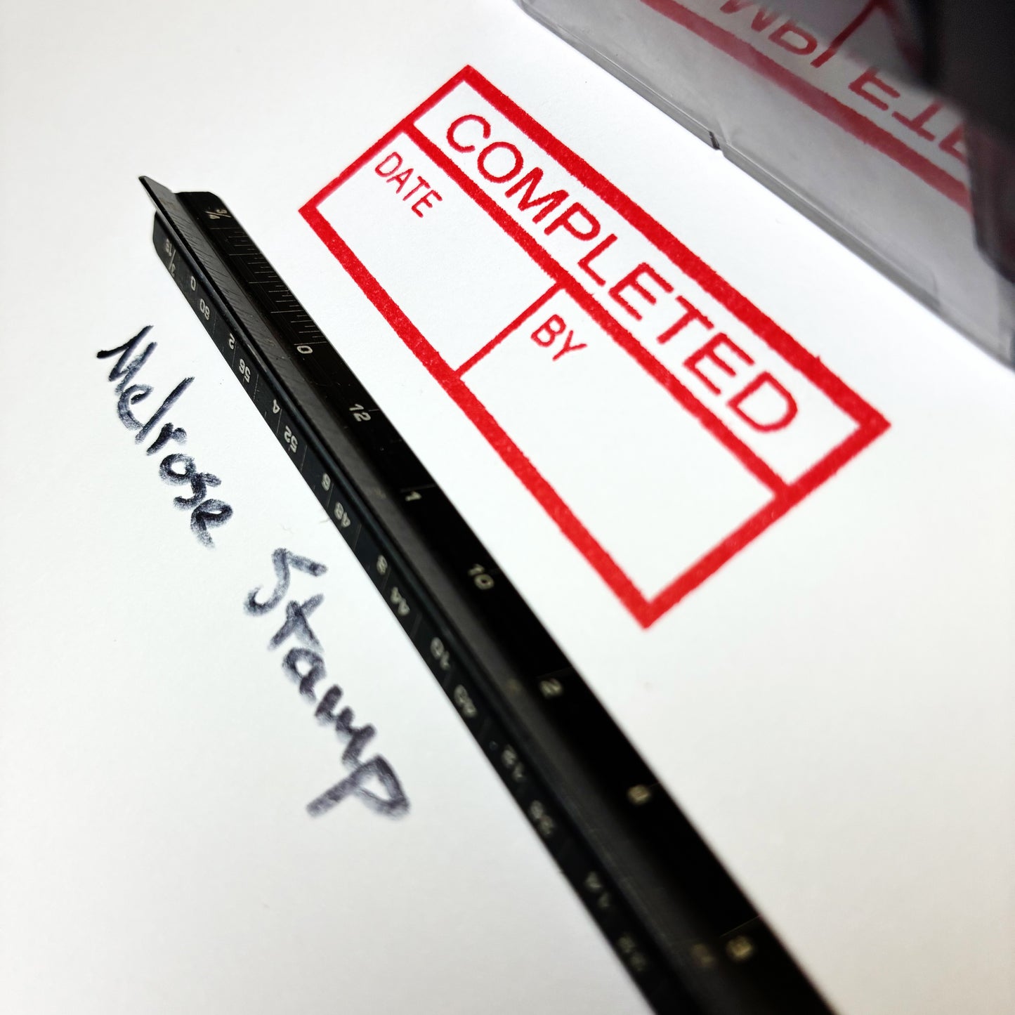 Completed with By and Date boxes Rubber Stamp Red Ink Self Inking Ideal 4913