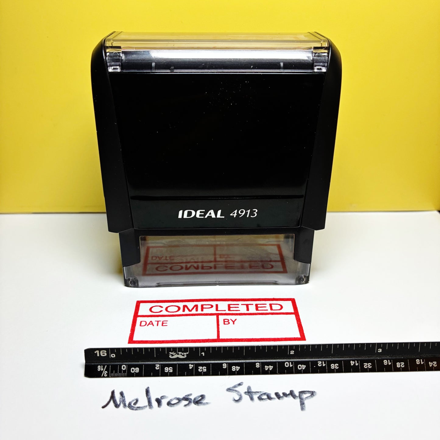 Completed with By and Date boxes Rubber Stamp Red Ink Self Inking Ideal 4913