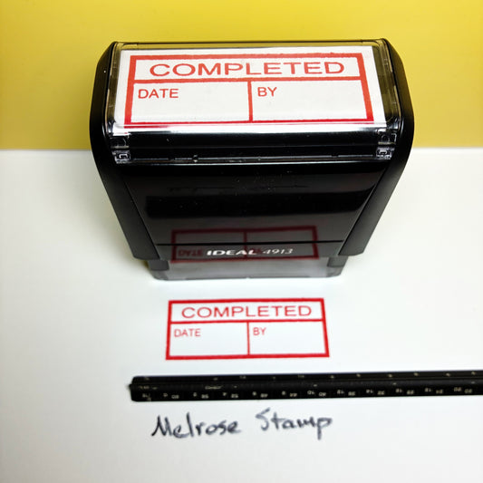 Completed with By and Date boxes Rubber Stamp Red Ink Self Inking Ideal 4913