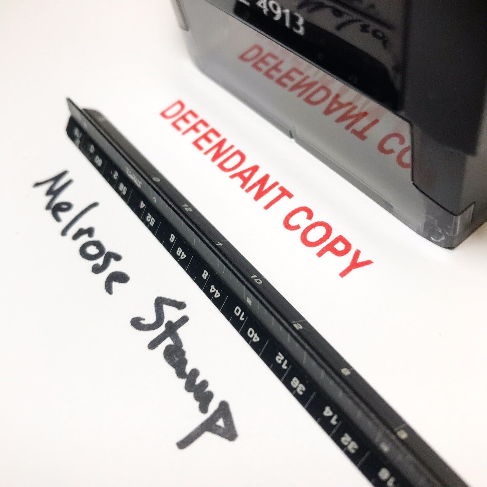 Defendant Copy stamp impression close up
