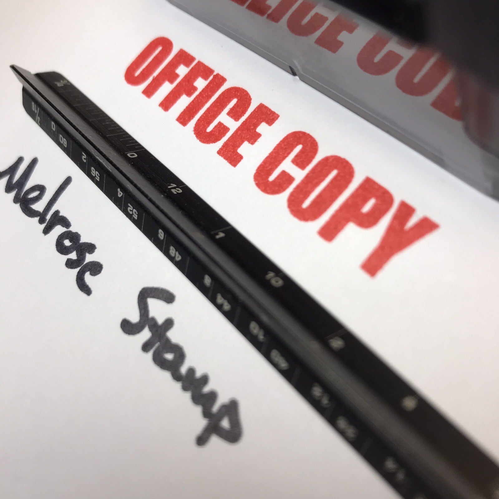 Office Copy stamp impression in red close up