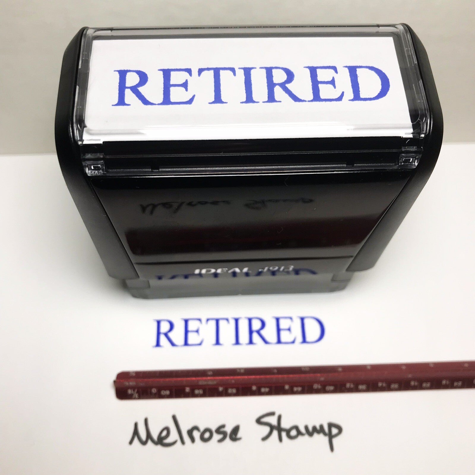 Retired stamp with grey background