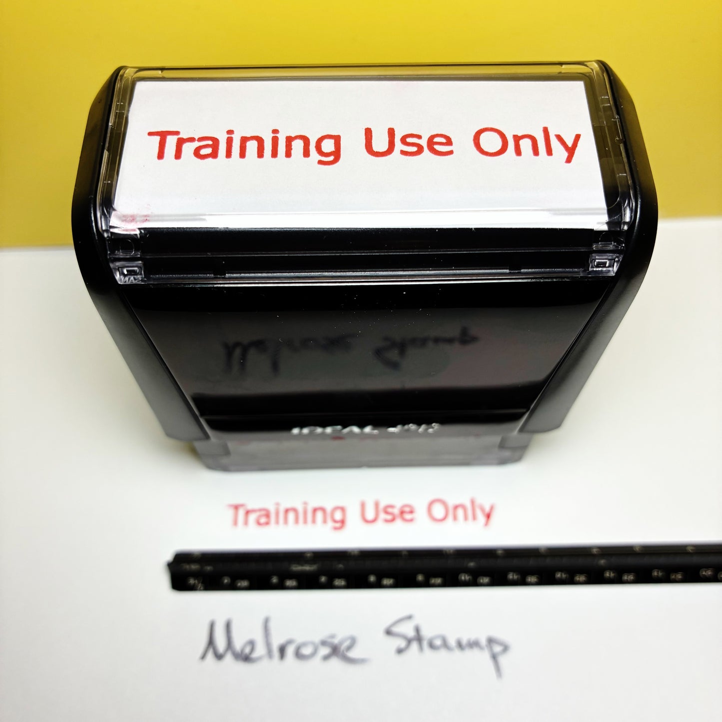 Training use only stamp shown from above
